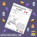 Image of National School Lunch Week worksheet with colorful background